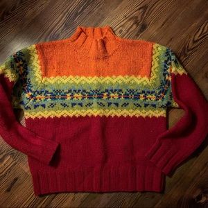 Fair Isle mock turtleneck wool sweater